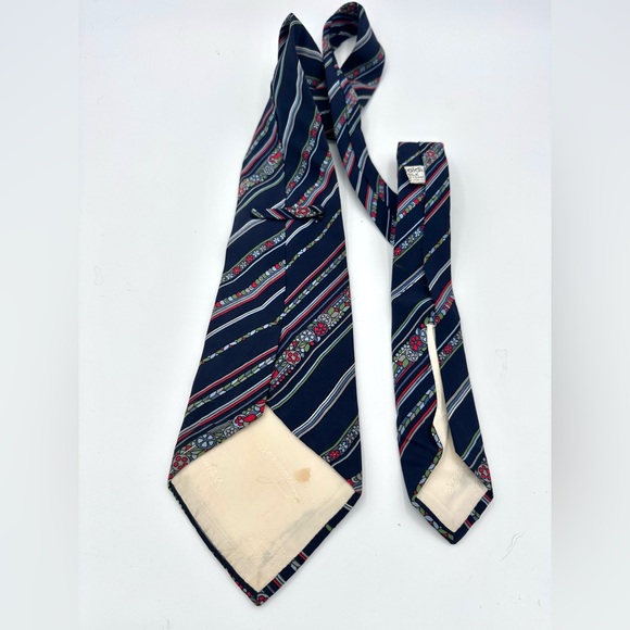 Vintage Pancaldi Blue Geometric Striped Silk Tie - Picture 10 of 10